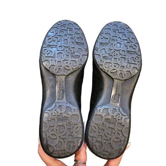 Salvatore Ferragamo Sneakers Women's 7.5 Narrow Black Borja Gancini Lace Up - Picture 4 of 8